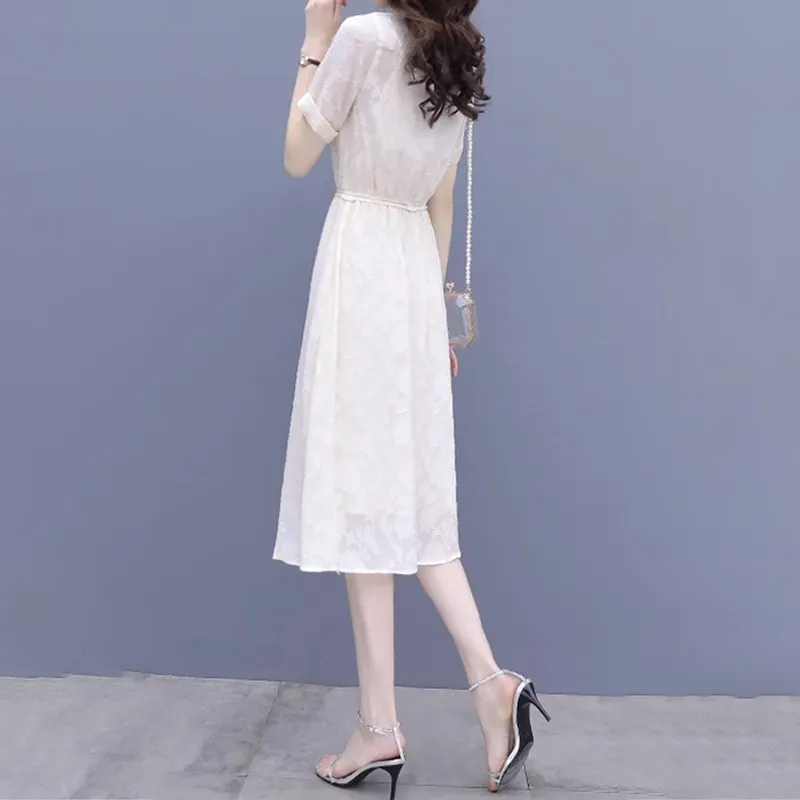 Mapping Short Sleeved Dresses Women's Ecru-4