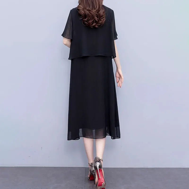 Mapping Short Sleeved Dresses Women's Black-5