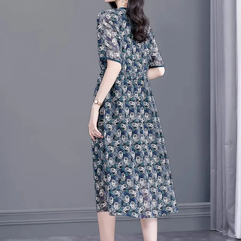 Mapping Short Sleeved Dresses Women's Blue-5