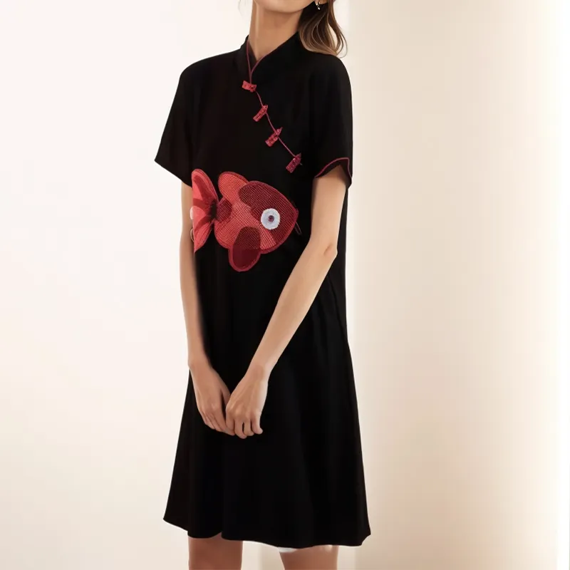 Mapping Short Sleeved Dresses Women's Image Color-3