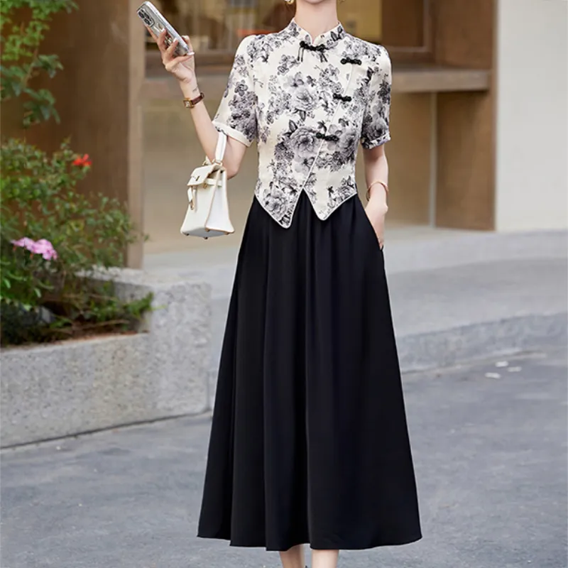 Mapping Short Sleeved Dresses Women's Image Color-3
