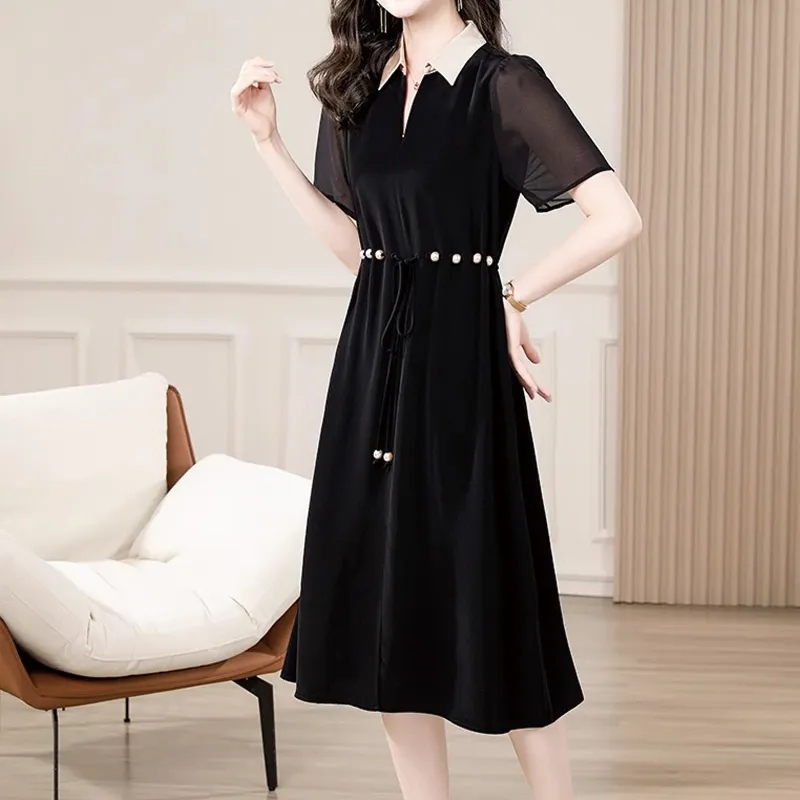 Mapping Short Sleeved Dresses Women's Black-3