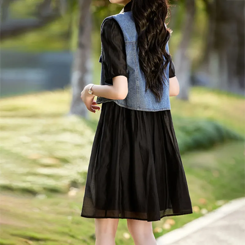 Mapping Short Sleeved Dresses Women's Black-3