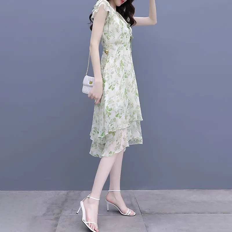 Mapping Short Sleeved Dresses Women's Emerald Green-5