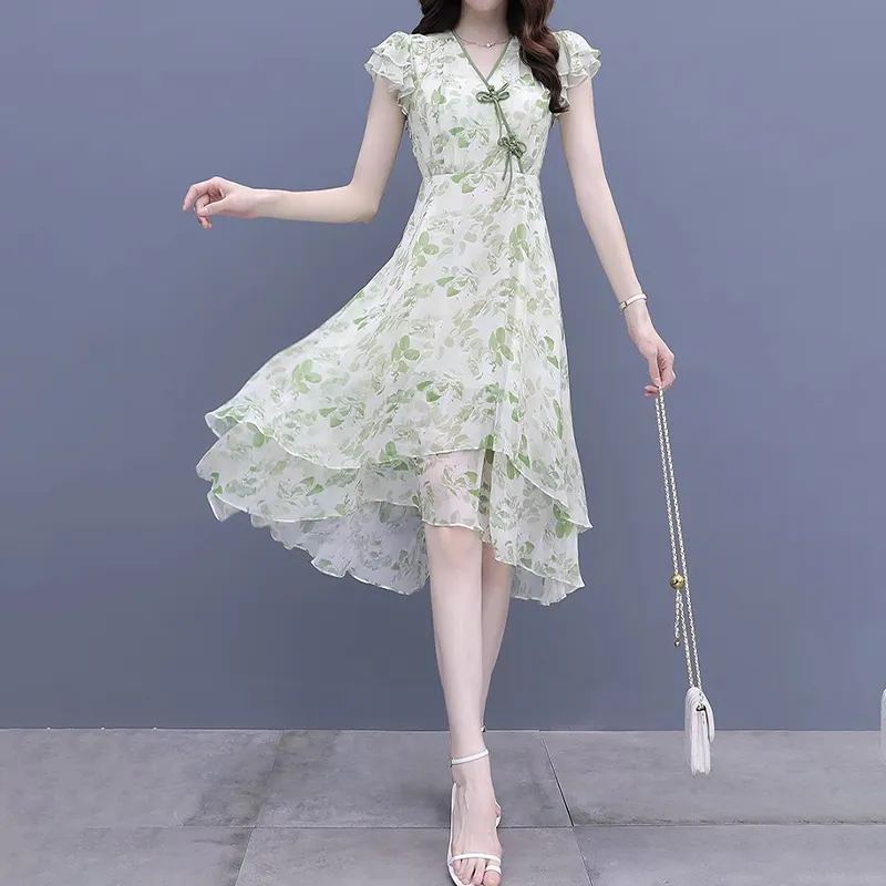 Mapping Short Sleeved Dresses Women's Emerald Green-4