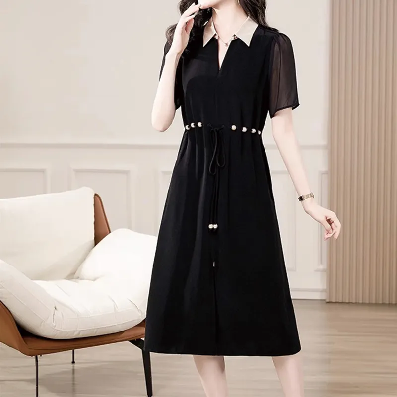 Mapping Short Sleeved Dresses Women's Black-2