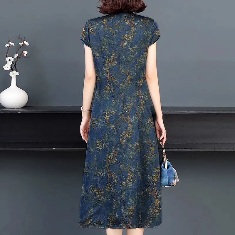 Mapping Short Sleeved Dresses Women's Blue-5