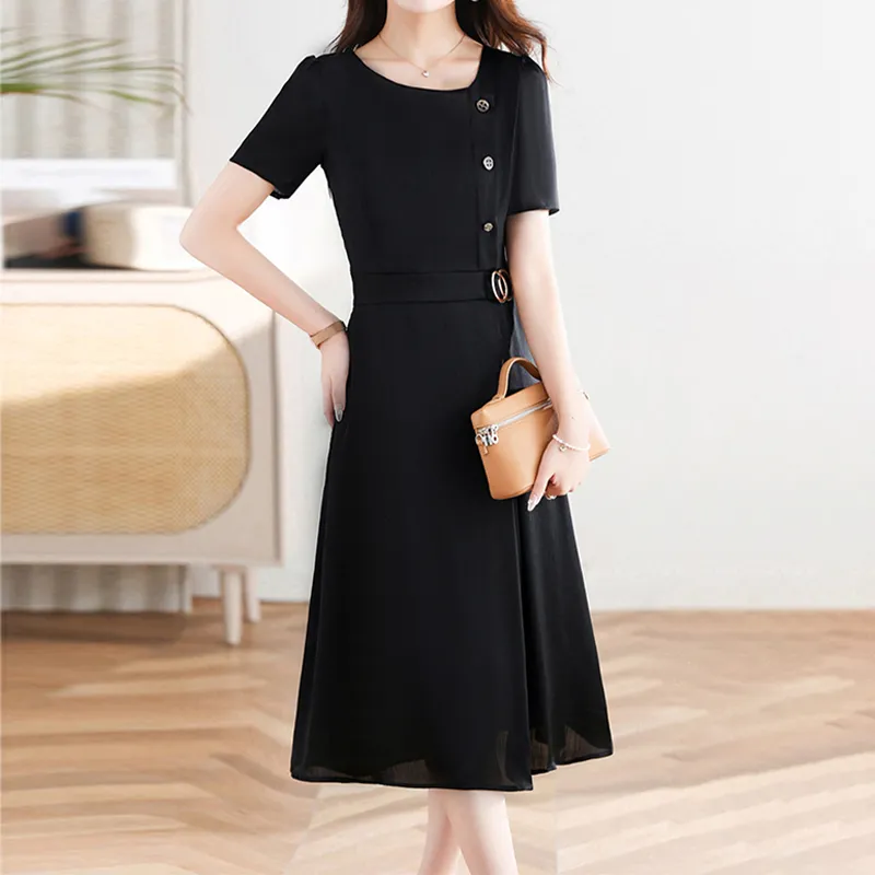 Mapping Short Sleeved Dresses Women's Black-2