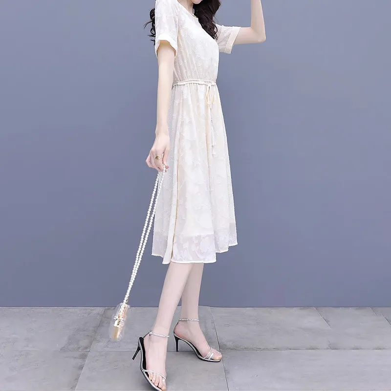 Mapping Short Sleeved Dresses Women's Ecru-3