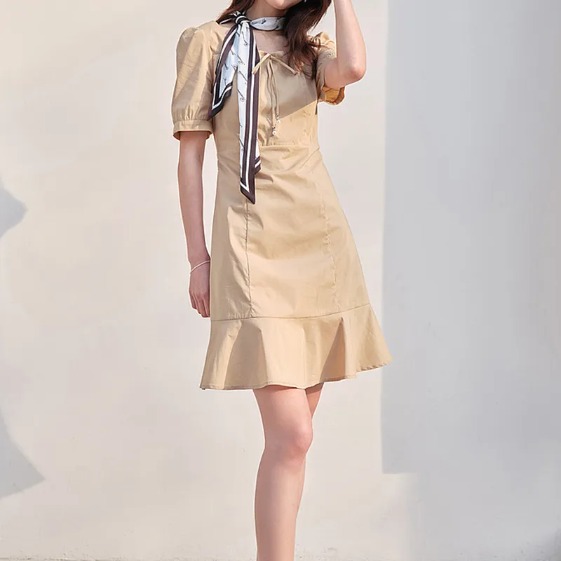 Mapping Short Sleeved Dresses Women's Natural Khaki-5