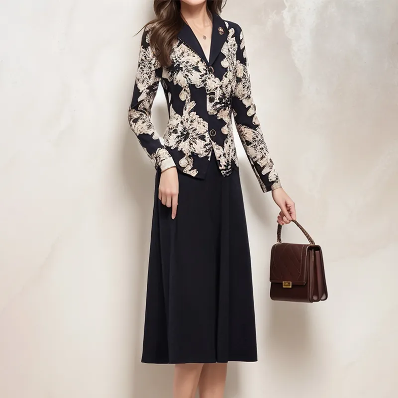 Mapping Long Sleeved Dresses Women's Black-2