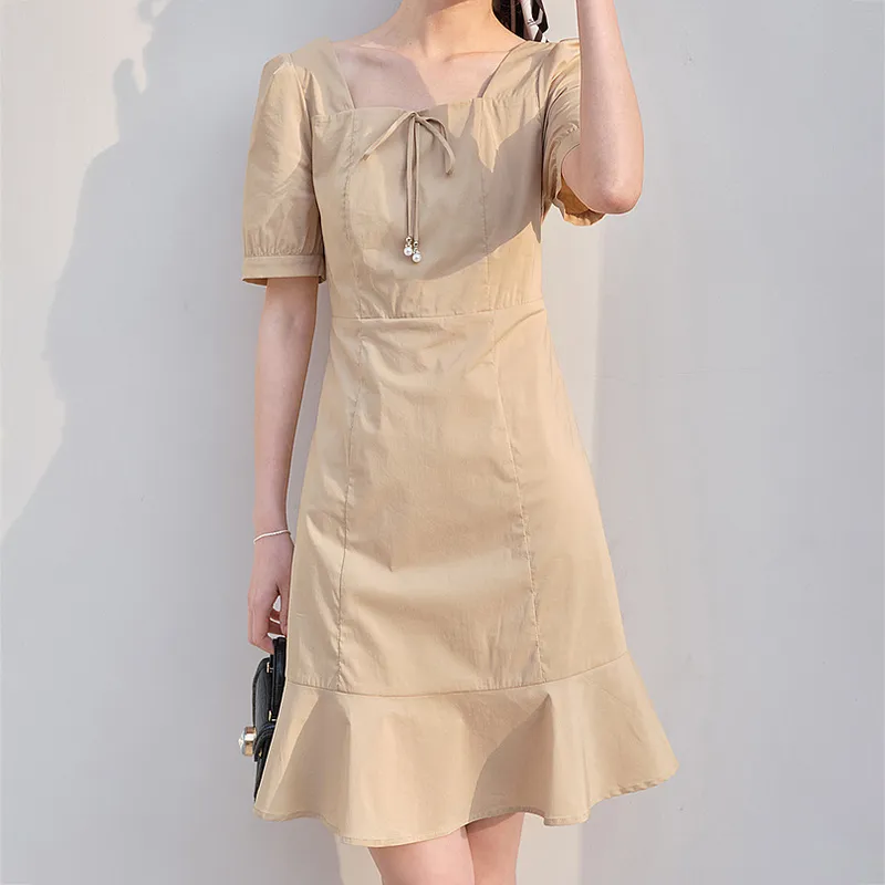 Mapping Short Sleeved Dresses Women's Natural Khaki-2