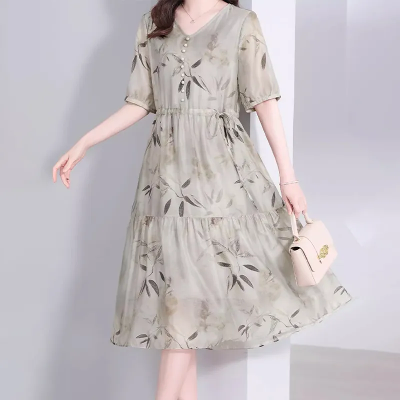 Mapping Short Sleeved Dresses Women's Greige-2