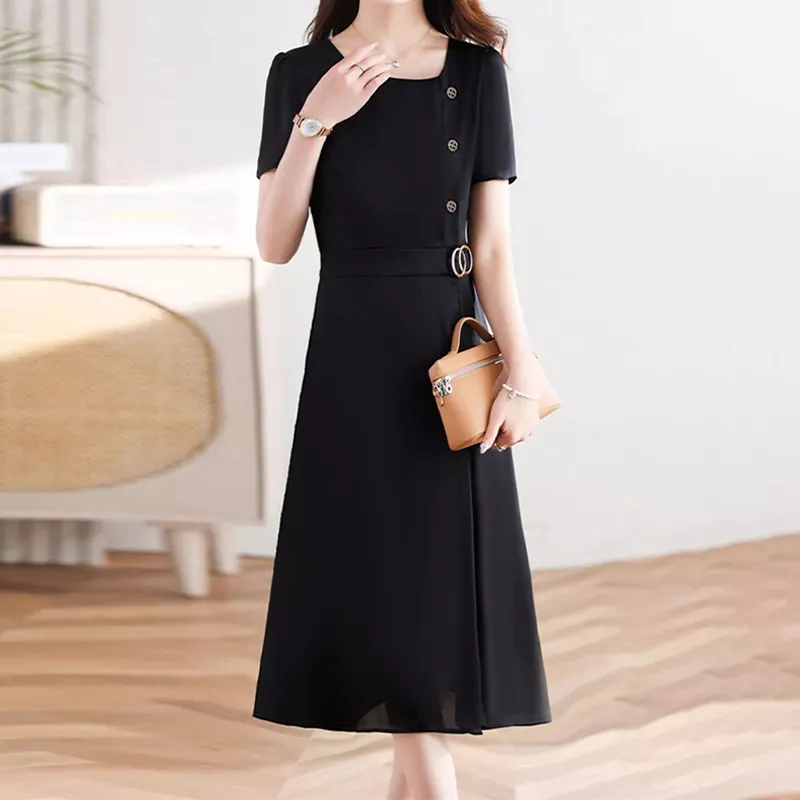 Mapping Short Sleeved Dresses Women's Black-3