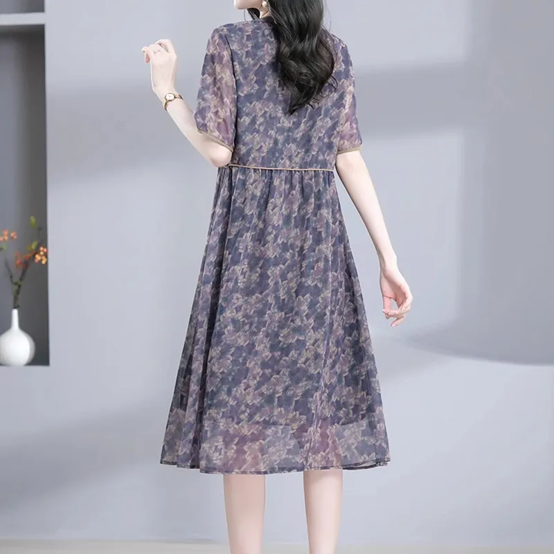 Mapping Short Sleeved Dresses Women's Purple Blue-6