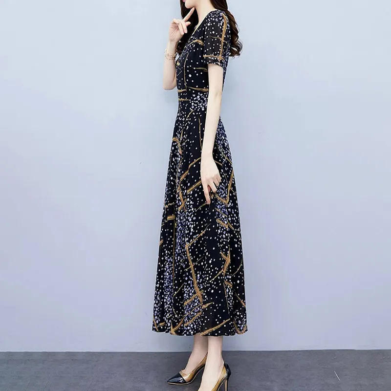 Mapping Short Sleeved Dresses Women's Black-4