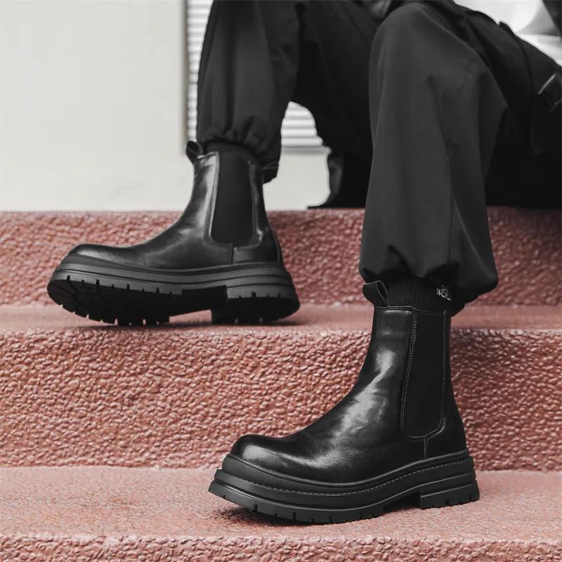 PAVEA Short Chelsea Boots Men's Black-4