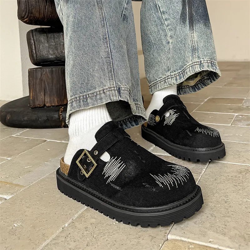 PAVEA Rubber Sole Abrasion Resistant Closed Toe Slippers Unisex-7