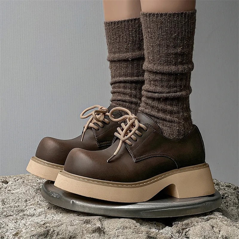 PAVEA Anti Slip And Wear Resistant Height Increasing Low Top Casual Shoes Unisex Brown-11