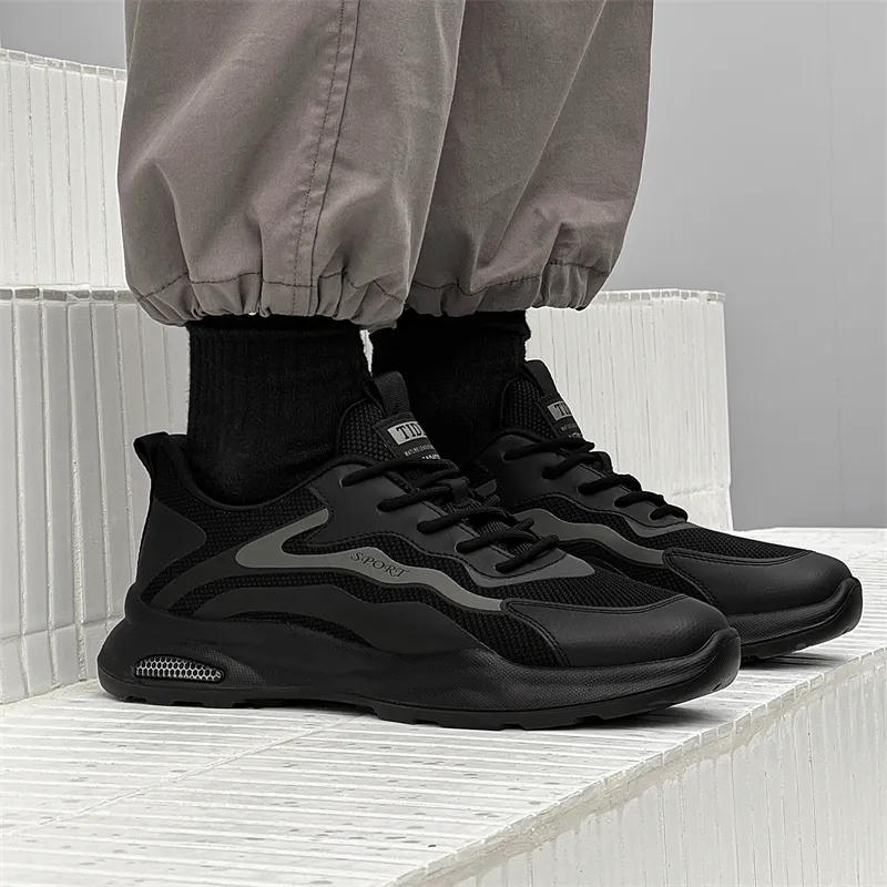 PAVEA Anti Slip Wear Resistant Low Top Casual Shoes Men's Black-3