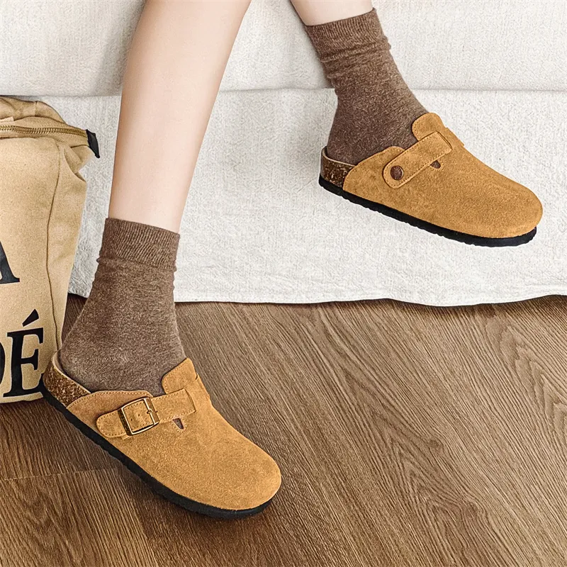 PAVEA Rubber Sole Abrasion Resistant Slip Resistant Wrap toe Slippers Unisex-7