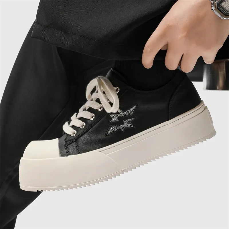 PAVEA Slip Resistant Low Top Skateboard Shoes Men's Black-1