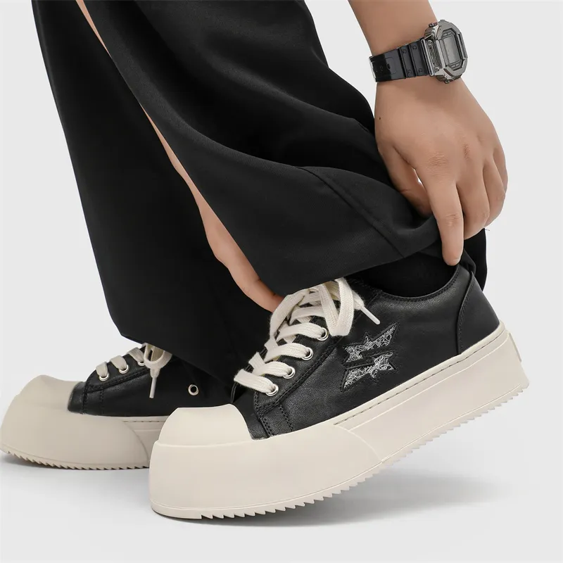 PAVEA Slip Resistant Low Top Skateboard Shoes Men's Black-3