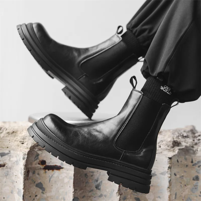PAVEA Short Chelsea Boots Men's Black-3