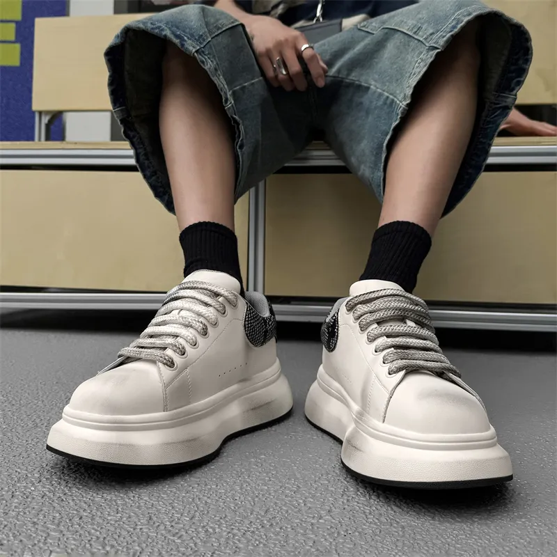 PAVEA Freestyle Definition Anti Slip And Wear Resistant Height Increasing Low Top Skateboard Shoes Men's-2