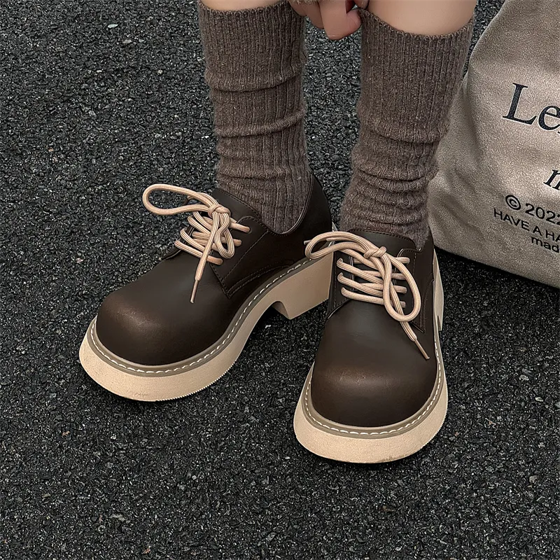 PAVEA Anti Slip And Wear Resistant Height Increasing Low Top Casual Shoes Unisex Brown-8