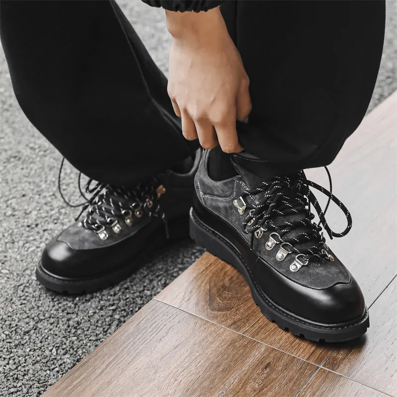 PAVEA Anti Slip Wear Resistant Low Top Casual Shoes Men's Black-3