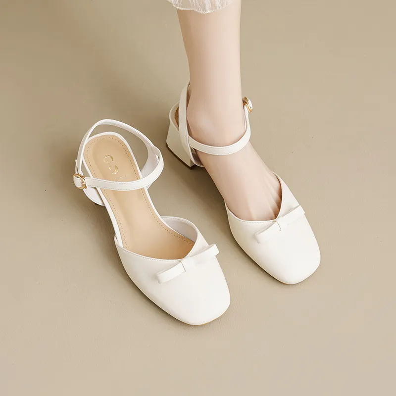 JOSINY Chunky Heel High Heels Women's Ecru-5