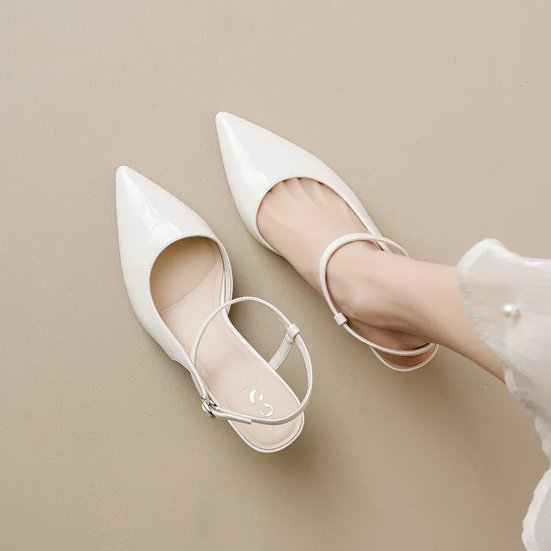 JOSINY Slim Heel High Heels 6cm Women's Ecru-4