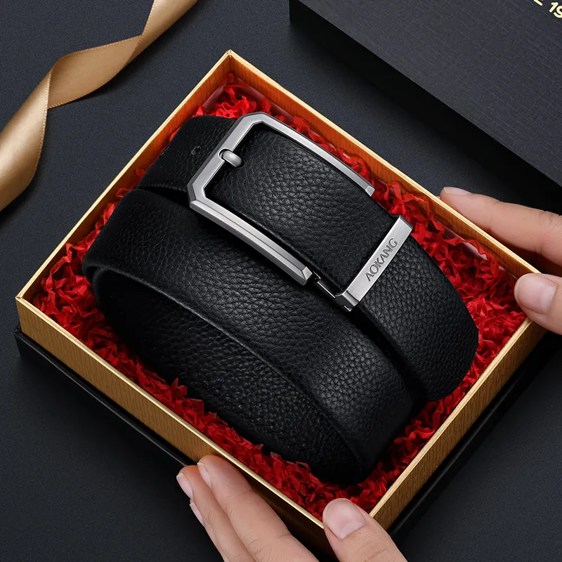 AOKANG Top Grain Cow Leather Belts Men's Width 3.4cm-4