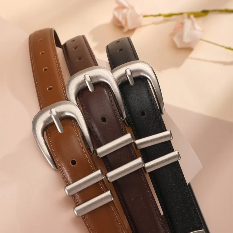 AOKANG Cow Leather Belts Women's Multiple Colors Width 2.4cm-6