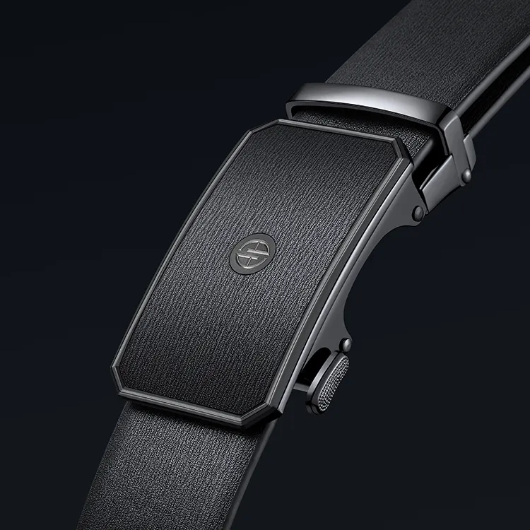 AOKANG Business Casual Belt For Men With Automatic Buckle Cow Leather Belts Men's Black Width 3.5CM-3