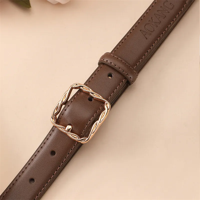 AOKANG Split Cow Leather Belts Women's Width 2.3CM-24
