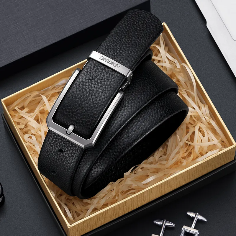 AOKANG Top Grain Cow Leather Belts Men's Width 3.4cm-3
