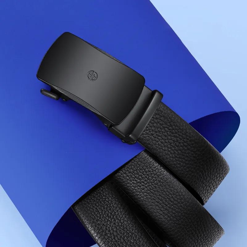 AOKANG Second Layer Leather Belts Men's Black Width 3.5cm-6