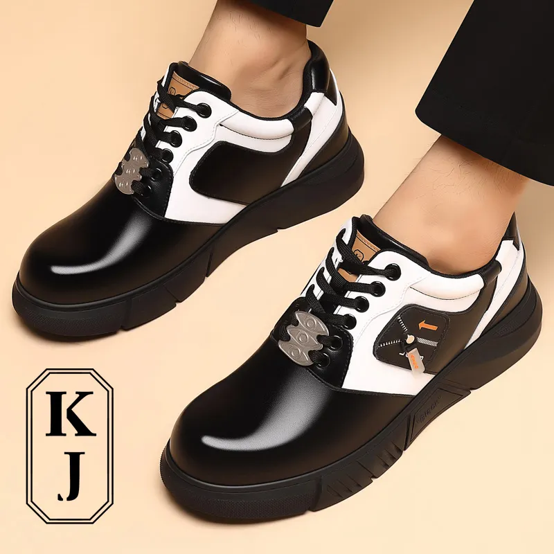 KJ Dress Shoes Men Low Top White-6