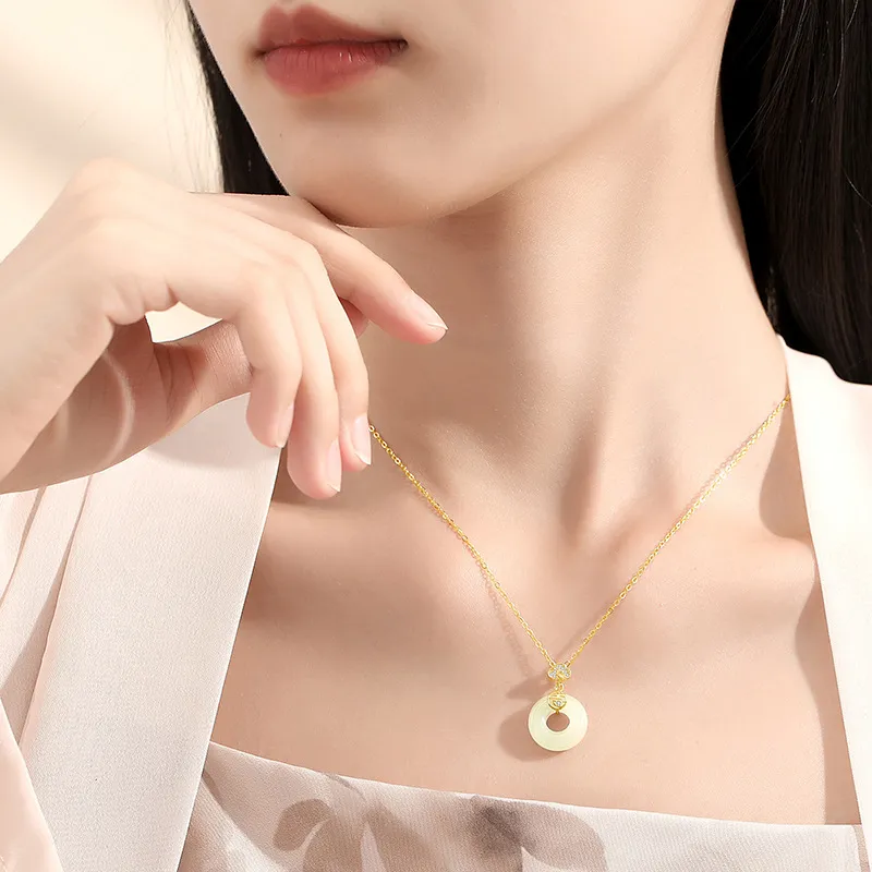 JOYDINNY Serpentine Jade Necklaces Women's-3