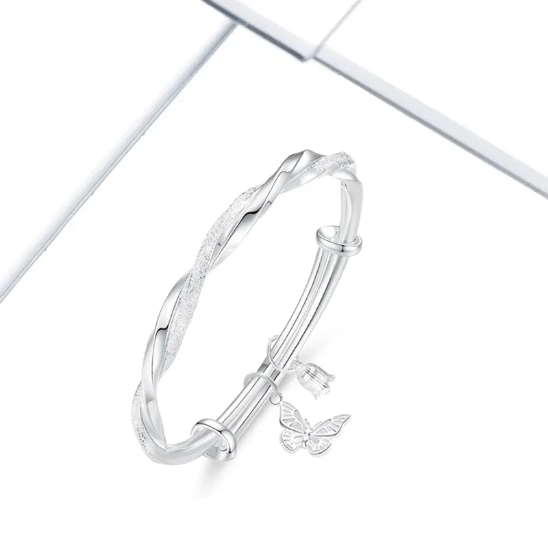 JOYDINNY Sterling Silver Bangles Unisex-2