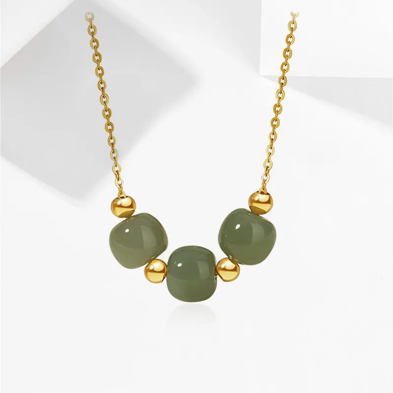 JOYDINNY Aventurine Jade Necklaces Women's-3