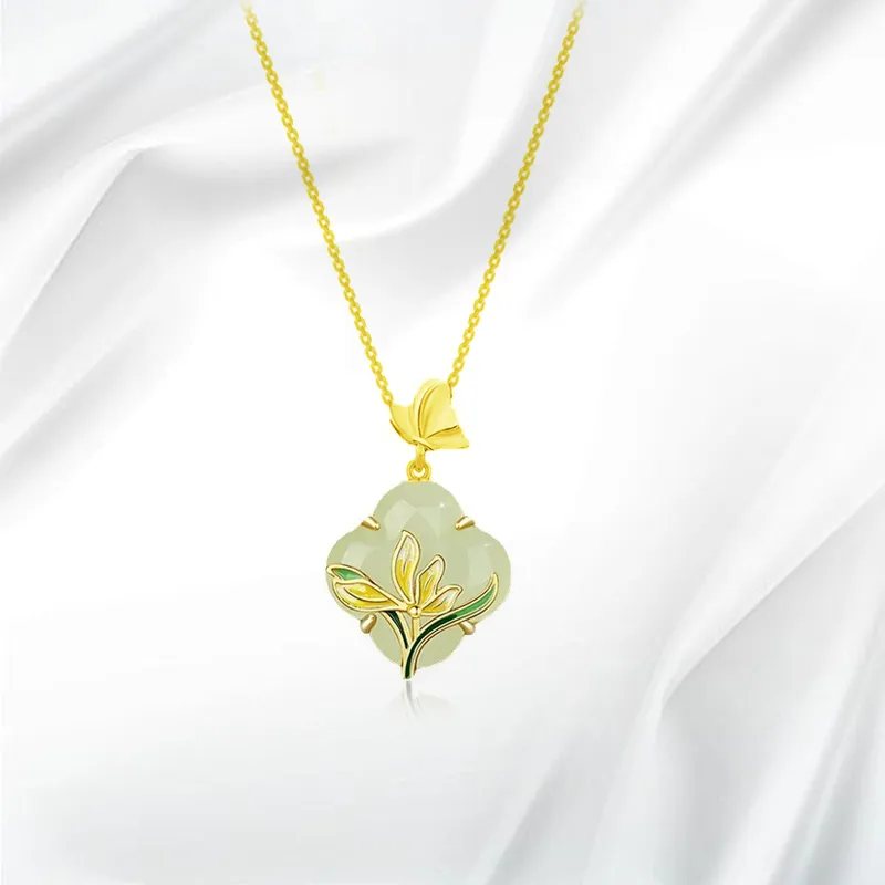 JOYDINNY Colored Glaze Jade Necklaces Women's-3