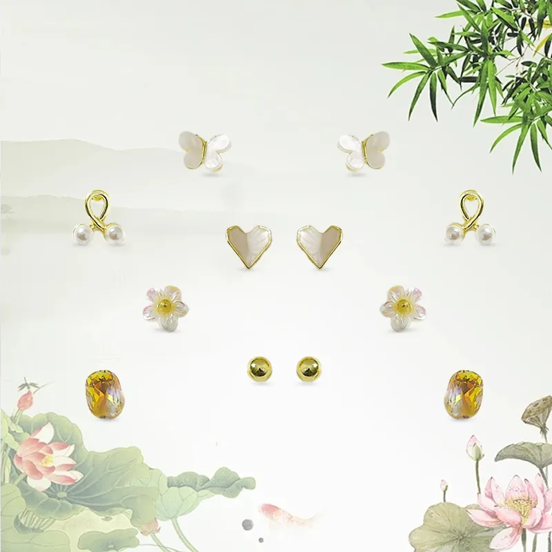 JOYDINNY Alloy Stud Earrings Women's-3