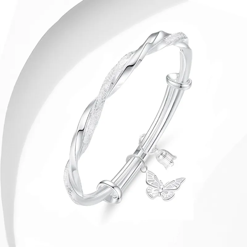 JOYDINNY Sterling Silver Bangles Unisex-1