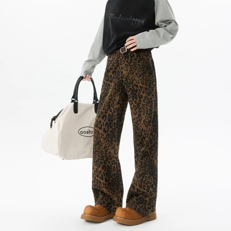 TUCANO Jeans Unisex Brown Leopard Print-2