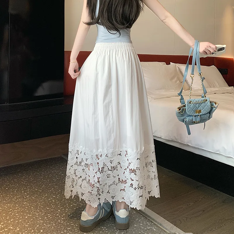 RTNH Casual Long Skirts Women's White-4