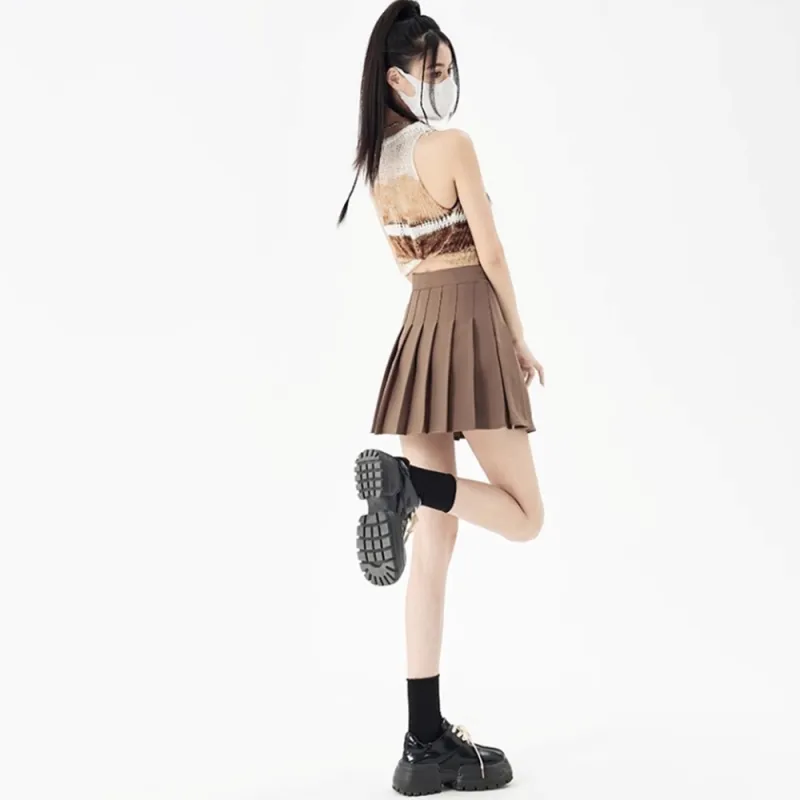 Vine Color Casual Short Skirts Women's-40
