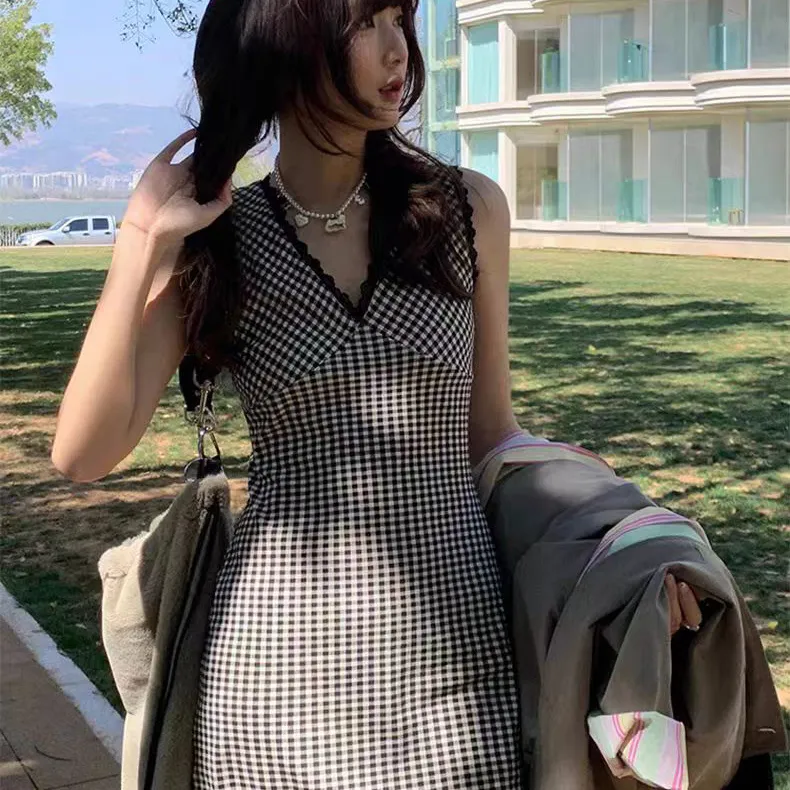 RTNH Sleeveless Dresses Women's Plaid Dress-2